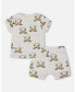 ფოტო #1 პროდუქტის Baby Boy Organic Cotton Top And Short Set Heather Beige With Printed Dog - Infant