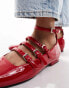 Фото #4 товара Public Desire Sherry strappy mary jane ballet flats in cherry red patent