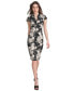 Women's Floral-Print Split-Neck Dress Черный Кремовый, 10 - фото #1