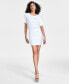 Фото #1 товара Women's Ruched-Skirt Short-Sleeve Mini Dress, Created for Macy's