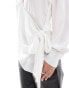 ASOS DESIGN plunge wrap detail long sleeve blouse in Ivory