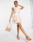 Фото #1 товара Forever New lace trim tiered mini dress in apricot floral