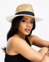 Accessorize felicity monoblock fedora straw hat in black and white