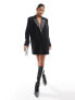 Kaiia diamante trim mini blazer dress in black