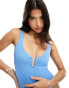 The Frolic myrtle textured U detail gathered bust swimsuit in blue jewel 40 - фото #6