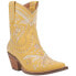Dingo Primrose Embroidered Floral Snip Toe Cowboy Booties Womens Yellow Casual B