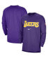 Фото #1 товара Men's Purple Los Angeles Lakers 75th Anniversary Pregame Shooting Performance Raglan Long Sleeve T-shirt