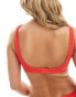 Фото #3 товара & Other Stories crinkle triangle knot bikini top in red exclusive to ASOS