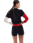 Фото #2 товара Basic Pleasure Mode liquorice knitted micro short co-ord in multi