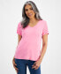 Women's Short Sleeve V-Neck Cotton Top, Created for Macy's