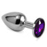 Фото #1 товара Анальная пробка LOVETOY Butt Plug Silver Rosebud Classic с фиолетовым камнем размер S.