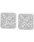 ფოტო #2 პროდუქტის EFFY® Certified Diamond Square Halo Cluster Stud Earrings (1-3/8 ct. t.w.) in 14k White Gold