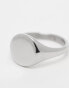 ASOS DESIGN waterproof stainless steel signet ring in silver tone