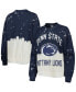 Фото #1 товара Women's Navy Distressed v Penn State Nittany Lions Twice As Nice Faded Dip-Dye Pullover Long Sleeve Top