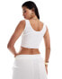 In The Style knitted cropped vest top in white