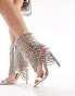 Azalea Wang Taliah embellished cage heeled sandals in silver Серебристый, 37 - фото #1