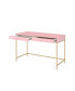 Ottey Writing Desk, Pink High Gloss & Gold Finish