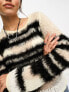 Фото #5 товара ASOS DESIGN stripe jumper in deconstructed in fluffy yarn in cream