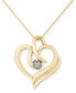 ფოტო #1 პროდუქტის Diamond Open Heart 18" Pendant Necklace (1/8 ct. t.w.) in 14k White or Yellow Gold