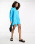 Фото #3 товара ASOS DESIGN double cloth oversized mini shirt dress in blue