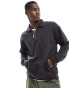 Фото #6 товара Hollister relaxed fit half zip sweatshirt with pockets in washed black