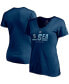 ფოტო #1 პროდუქტის Women's Navy Seattle Kraken Authentic Pro Secondary Logo V-Neck T-shirt