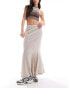 Фото #1 товара Monki longline linen maxi tube mermaid skirt in beige