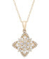 Diamond Round & Baguette Flower Pendant Necklace (1/2 ct. tw) in 14k Gold, 18" + 2" extender, Created for Macy's