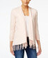 Style & Co Women's Open Front Fringe Ruched Sleeve Cardigan Cruched Petal M