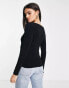 ASOS DESIGN knitted top with sweetheart neck and lace up front detail in black