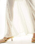 Фото #2 товара Miss Selfridge chiffon lace insert godet maxi skirt in cream