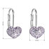 Heart earrings with crystals 31125.3 violet