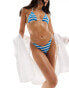 Фото #4 товара Bright Swimwear maria long island stripe tie side bikini bottom in blue and white