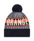 Фото #2 товара Men's Navy Syracuse Orange Logo Striped Cuff Knit Hat with Pom