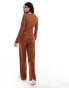 Vila textured stretch wide leg trouser co-ord in rust