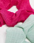 Accessorize 2 pack crinkle scrunchies in green/pink