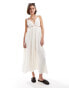 ASOS DESIGN double cloth maxi dress with twisted strap and cut out detail in cream Бежевый, 40 - фото #1