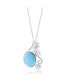 Фото #1 товара Sterling Silver Seahorse, Seashell & Oval Larimar Necklace