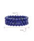 ფოტო #4 პროდუქტის Semi Precious Gemstone Set Of 3 Blue Lapis lazuli 6MM Ball Bead Stones Stackable Strands Stretch Bracelet For Women Teen