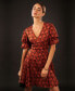 ფოტო #6 პროდუქტის Women's Printed V-Neck Tiered Bubble Puff Sleeve Mini Dress