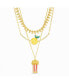 3-Pc Mixed Chain Necklace with Lemon and Popcorn Charms