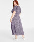 Фото #2 товара Trendy Plus Size Printed V-Neck Short-Sleeve Midi Dress, Created for Macy's