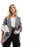 Y.A.S ruched sleeve stand alone blazer in grey