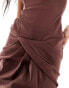 ASOS DESIGN premium corset maxi dress with full drape detail skirt in plum