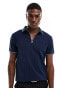 ASOS DESIGN rib polo in navy with white tipping