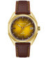 Men's Classic Jet Star Brown Leather Strap Watch 40mm