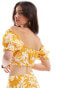 New Look co-ord leaf print bandeau crop top in yellow