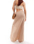 Фото #3 товара ASOS DESIGN side knot maxi skirt in cheesecloth in stone