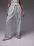Фото #7 товара Topshop pull on towelling stripe wide leg trouser in white