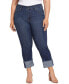 Фото #1 товара Plus Size High Rise Slim Straight Cuff Jeans